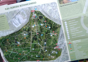 Mapa planu Ogrodu Botanicznego.