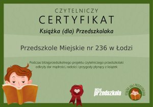 Certyfikat "Książka (dla) Przedszkolaka"