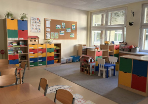 Widok na kącik lalek i kącik klocków